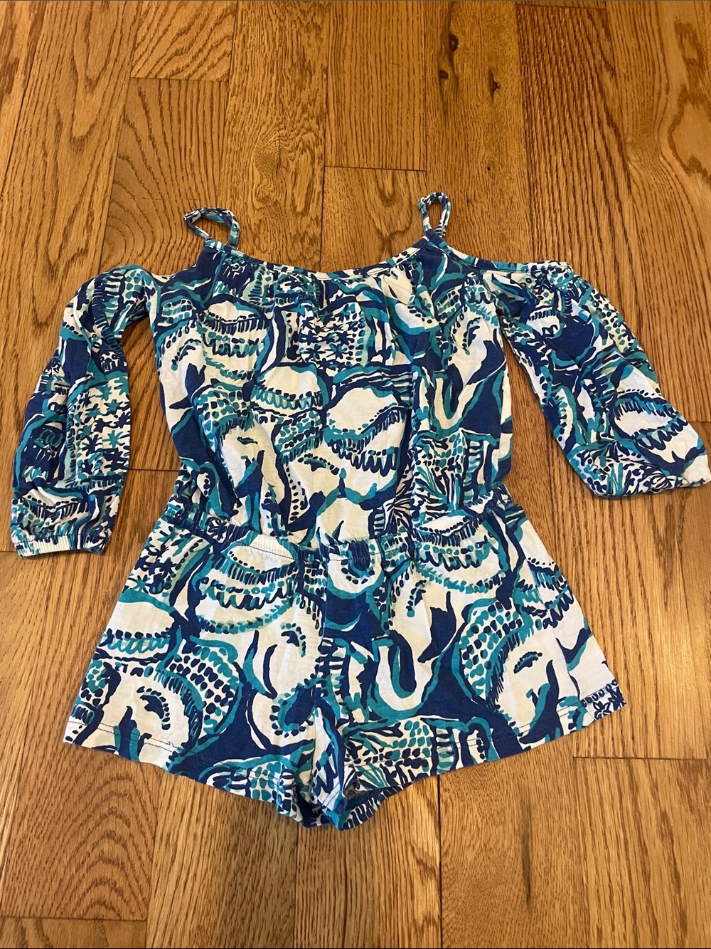 Lilly Pulitzer Blue & Teal Patterned Off-Shoulder Romper